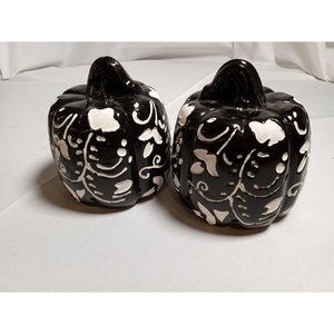 ROSS Department Store Black Ceramic Potpouri Pumpkins Set‎ of 2 (10c1)